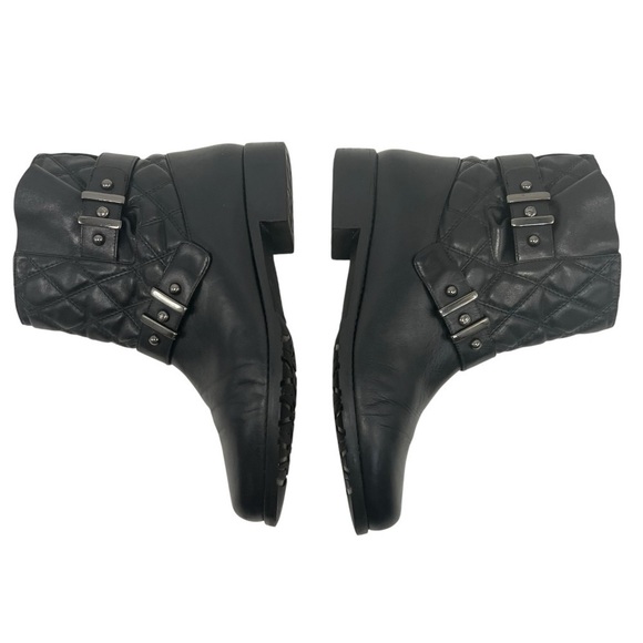 Stuart Weitzman Black Leather Quilted Biker Motorcycle Booties Women’s 8.5 - Picture 10 of 16